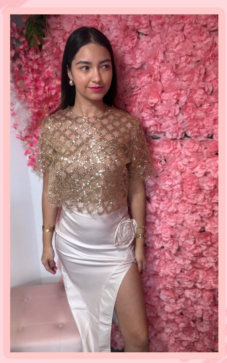 Cream Leather Skirt