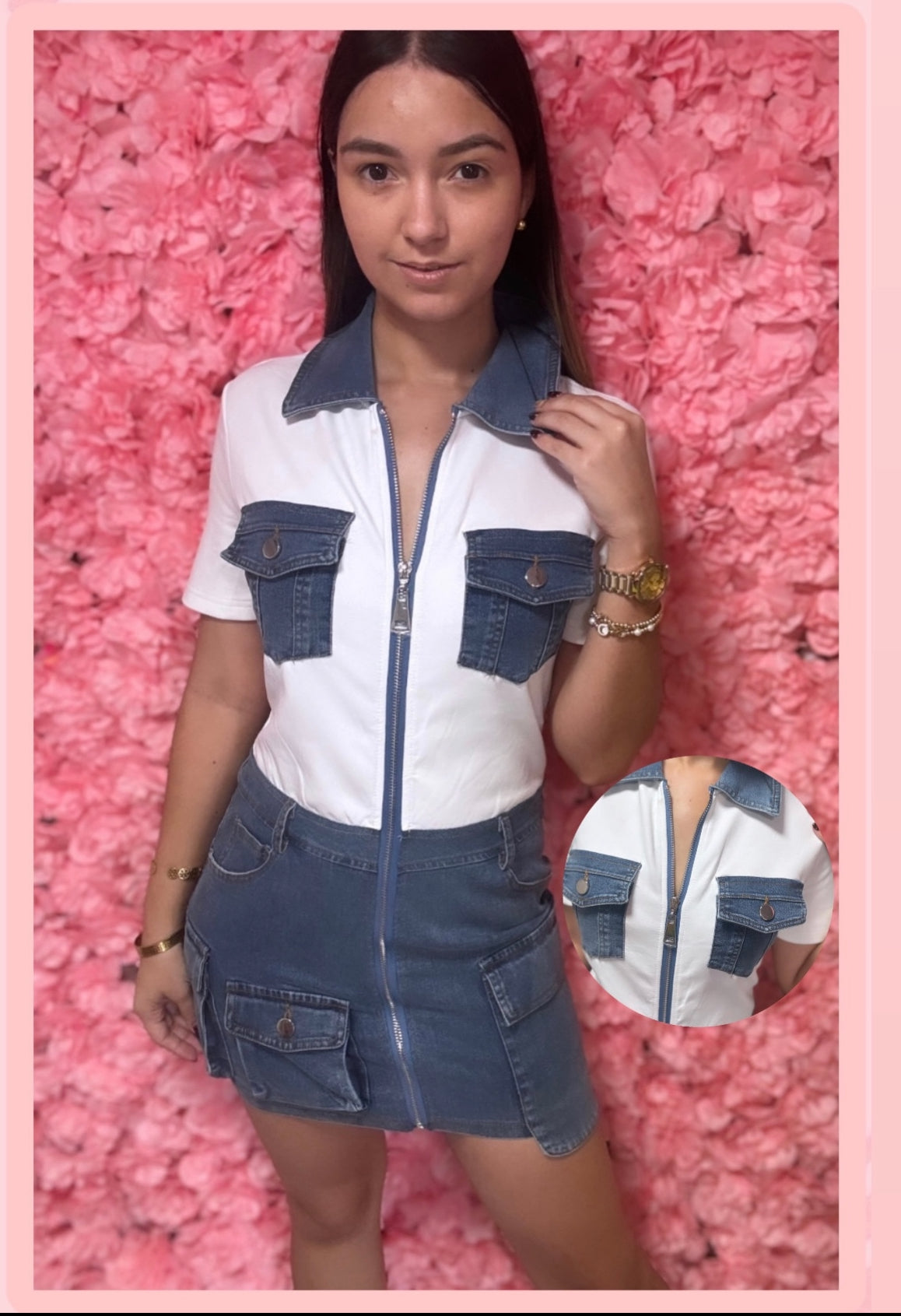 White and denim dress