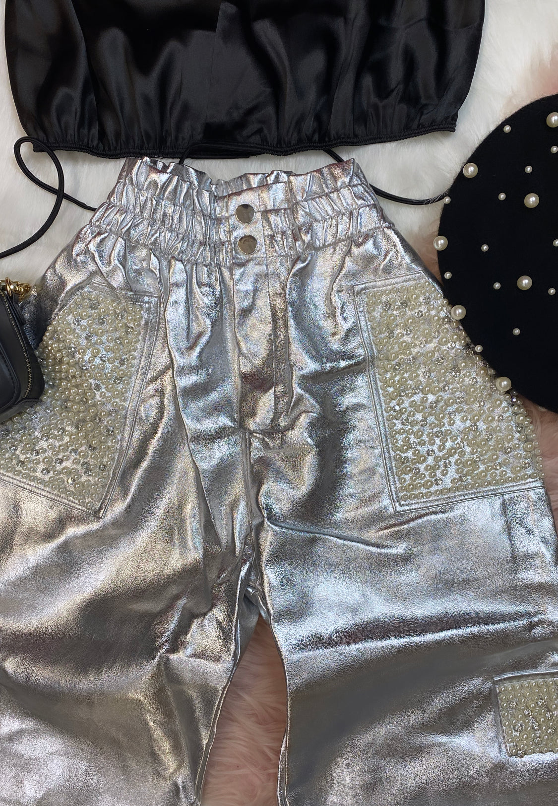 Leather Silver Pearl Jogger