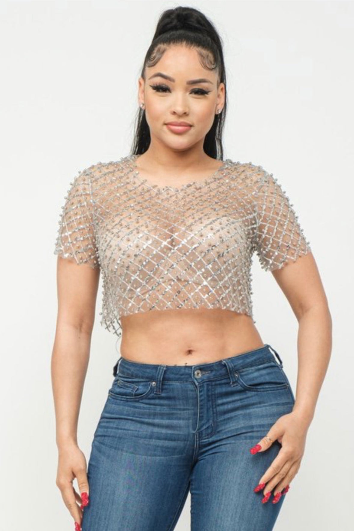 Silver Mesh Top