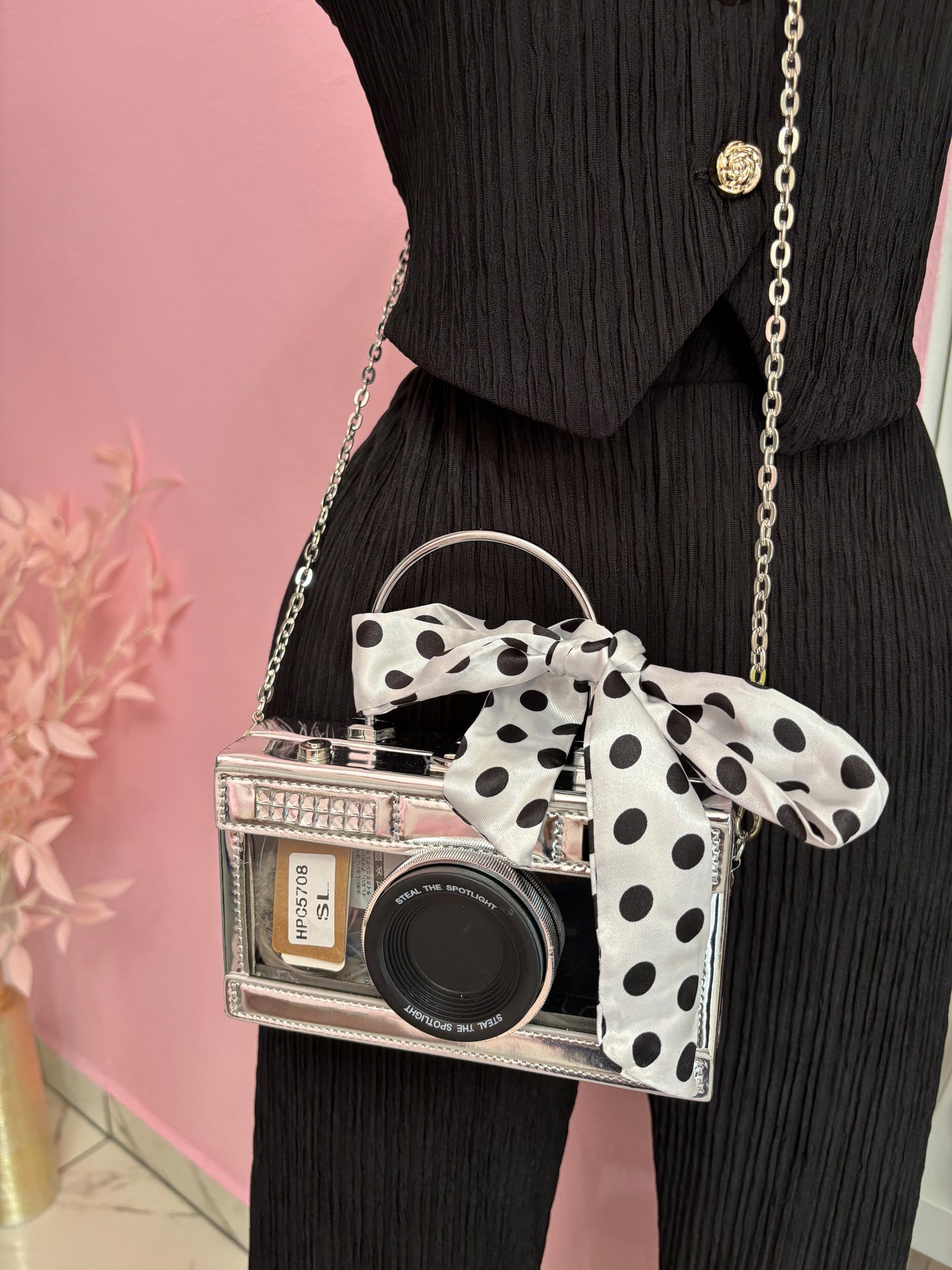 CAMERA CLEAR SILVER CROSSBODY