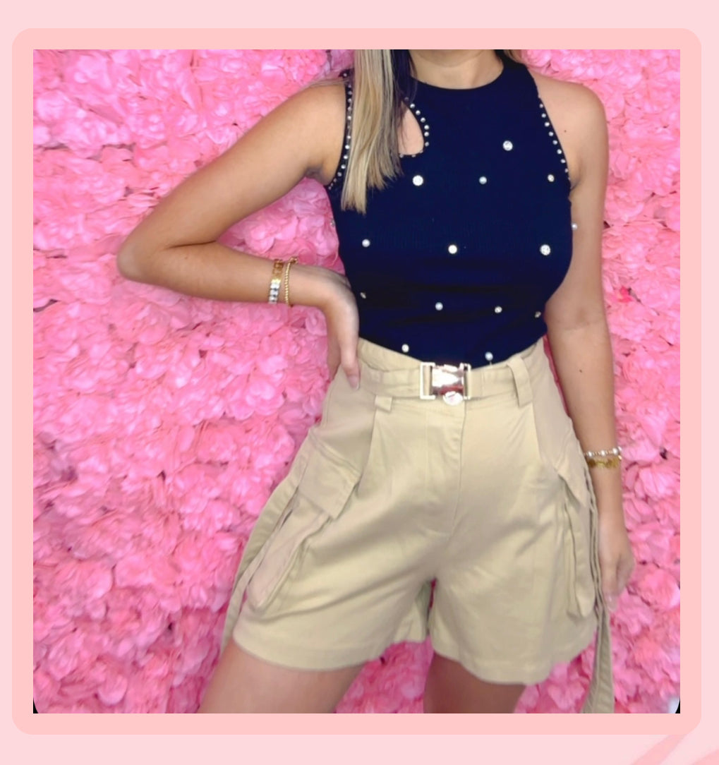 Beige Cargo Short