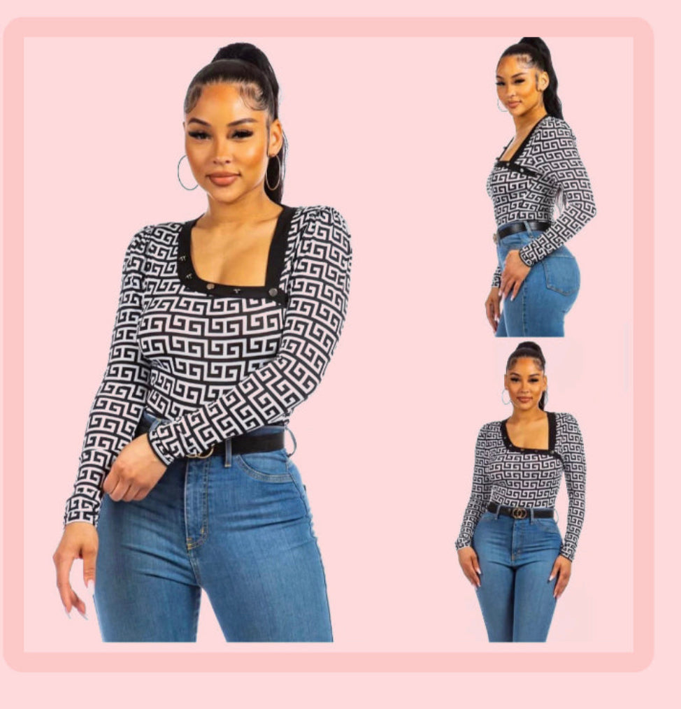 F.Black and White Top