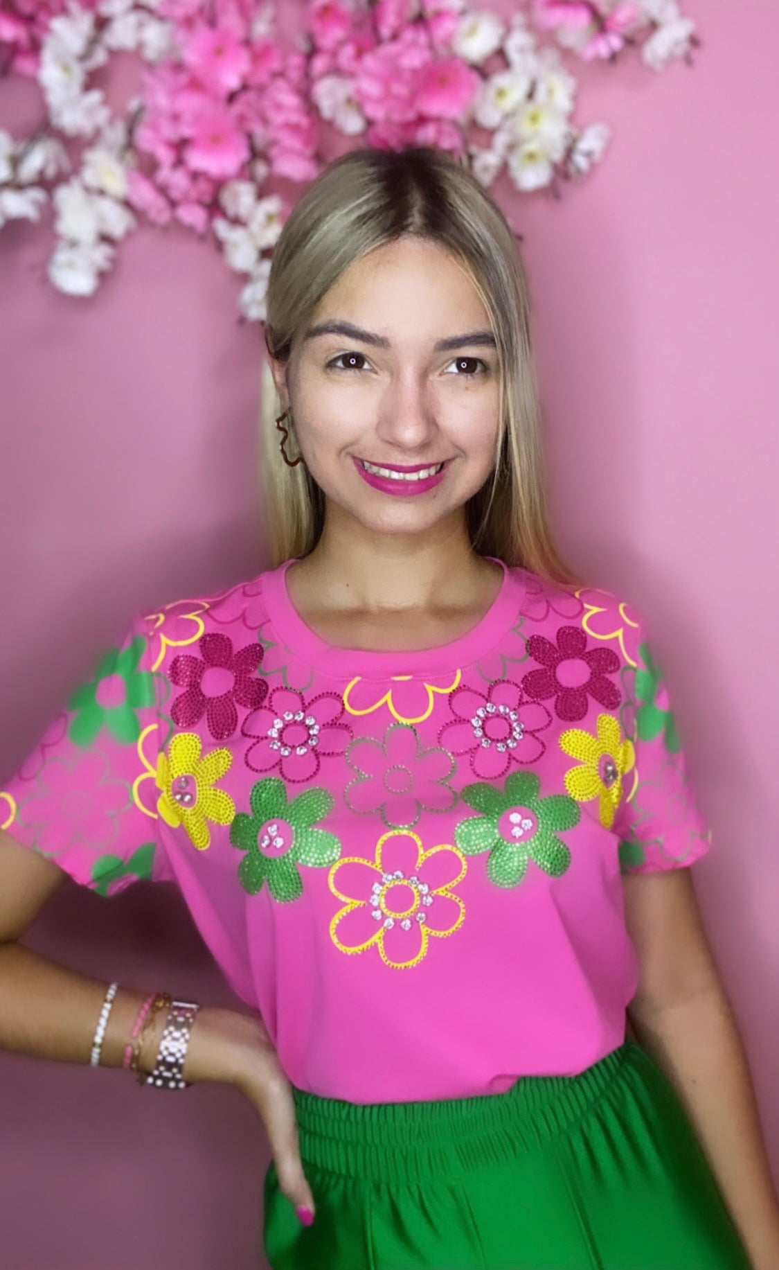 Pink Flowers Top