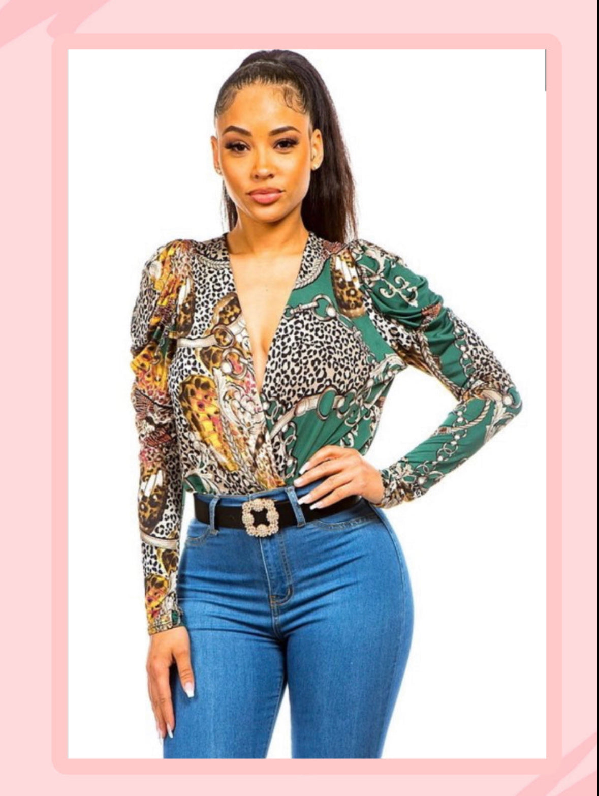 Green Print Bodysuit