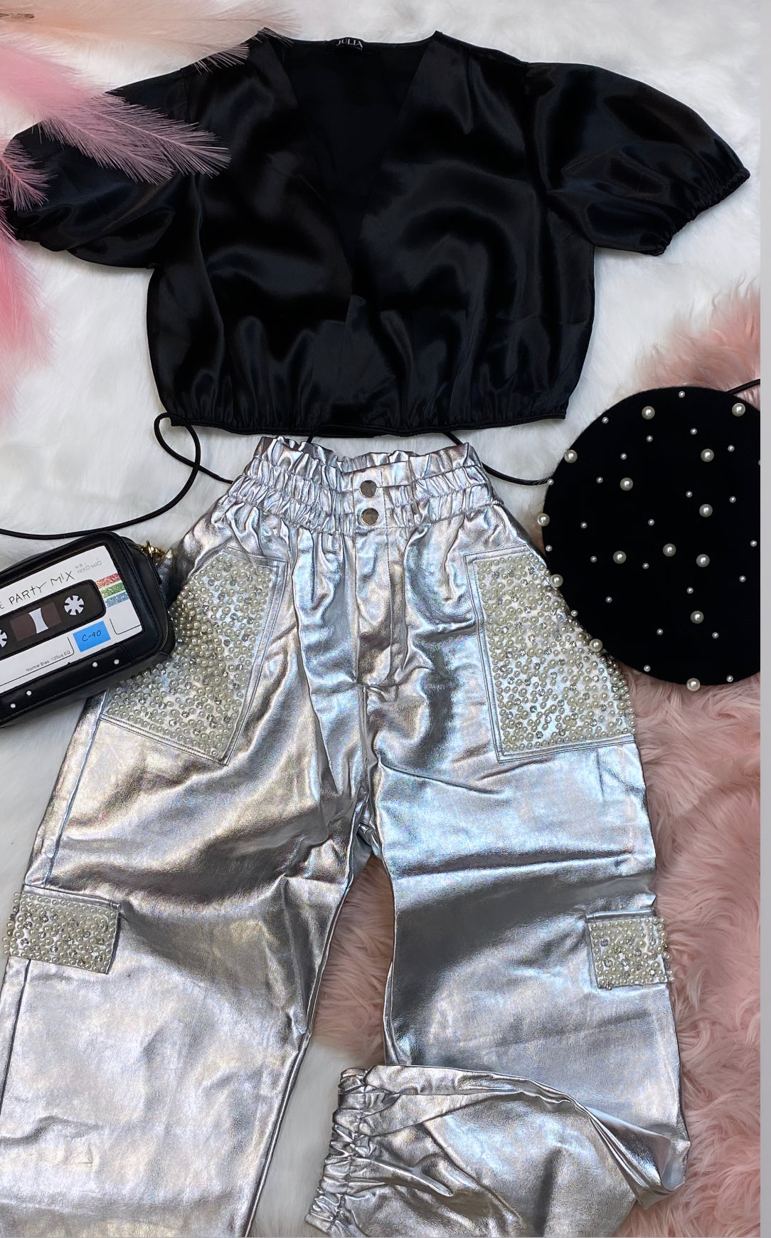 Leather Silver Pearl Jogger