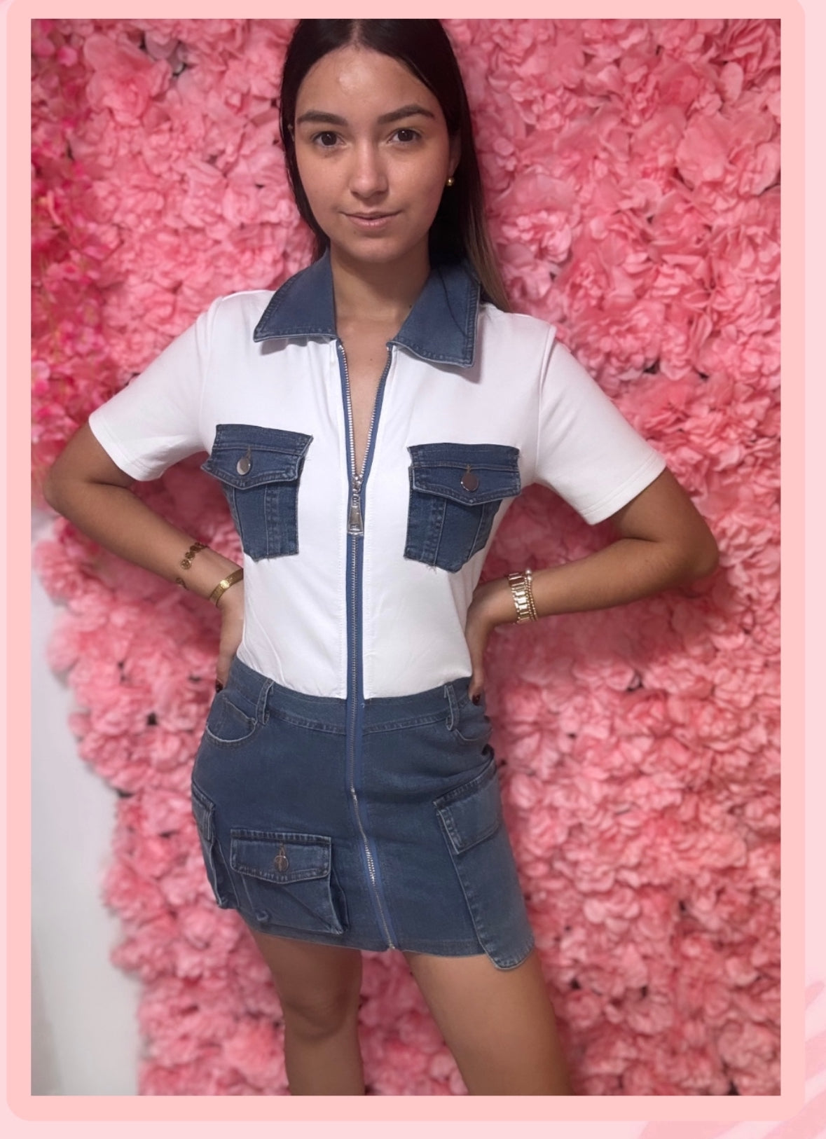 White and denim dress