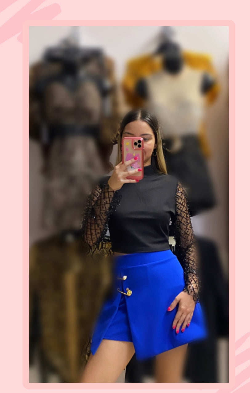 MESH PEARL CROP TOP