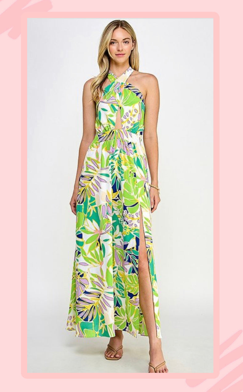 YELLOW GREEN DRESS