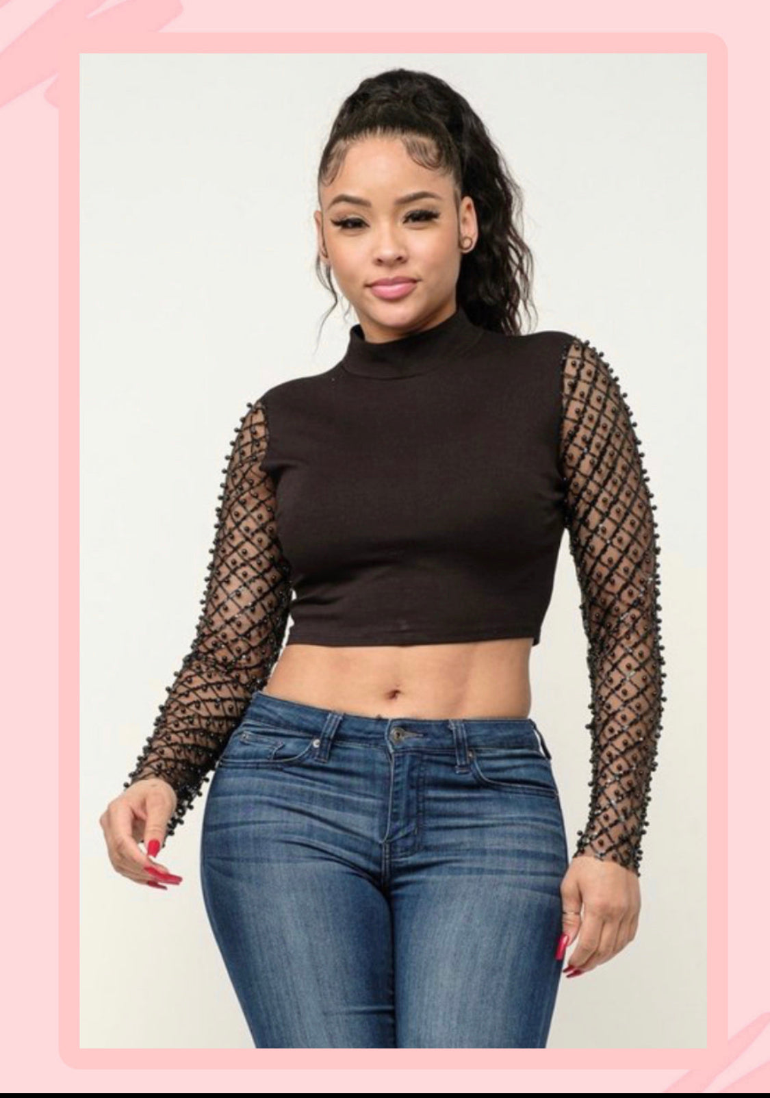 MESH PEARL CROP TOP