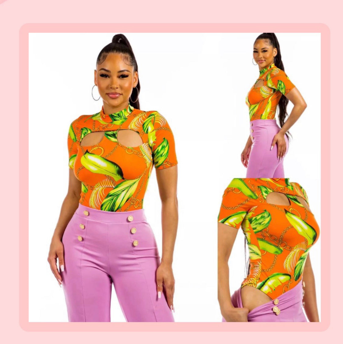 GREEN-ORANGE BODYSUIT