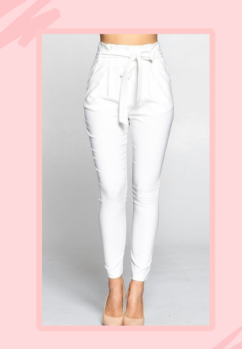 PAPER BAG WHITE PANTS