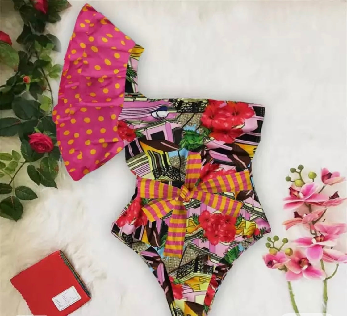 FLORAL PINK SWIMSUIT