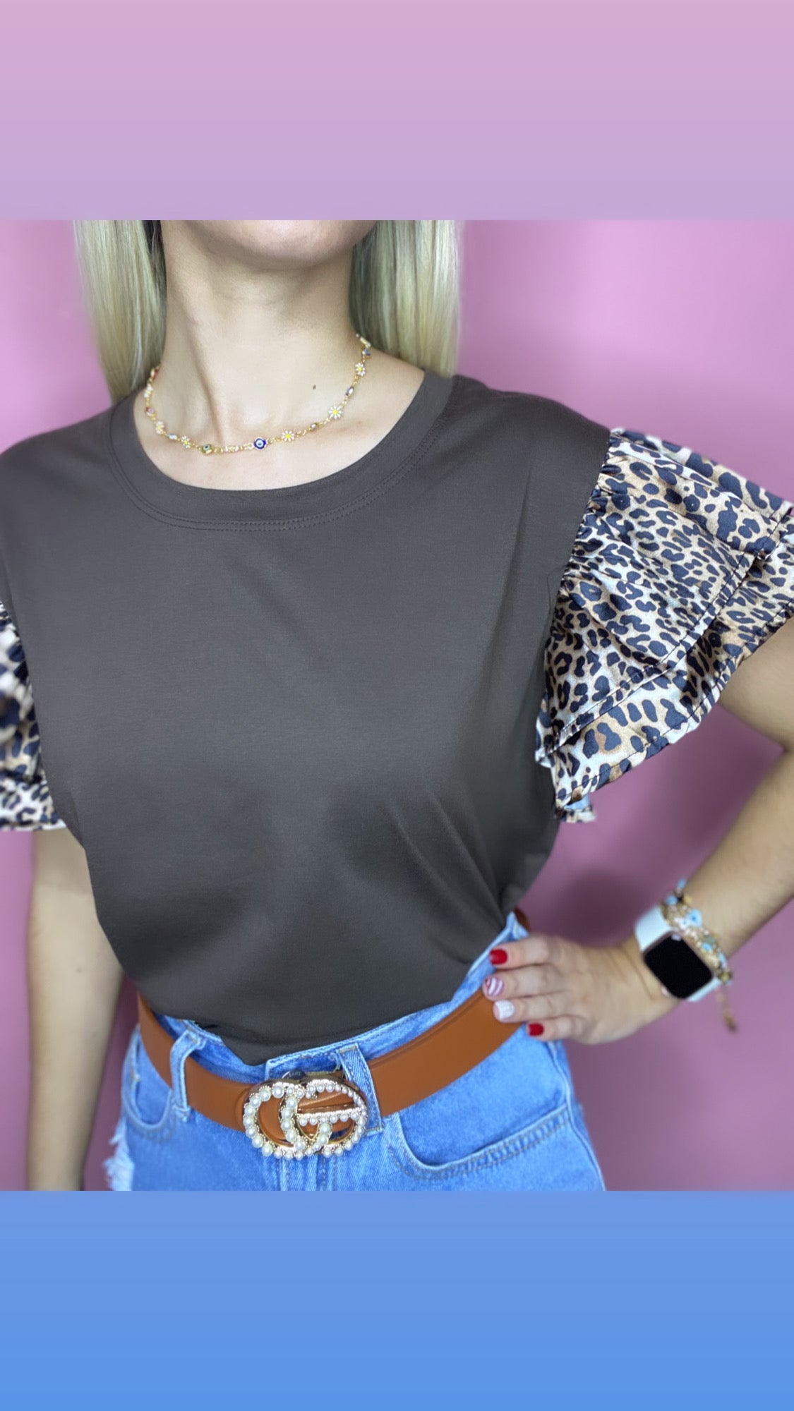 ANIMAL PRINT SATIN TOP