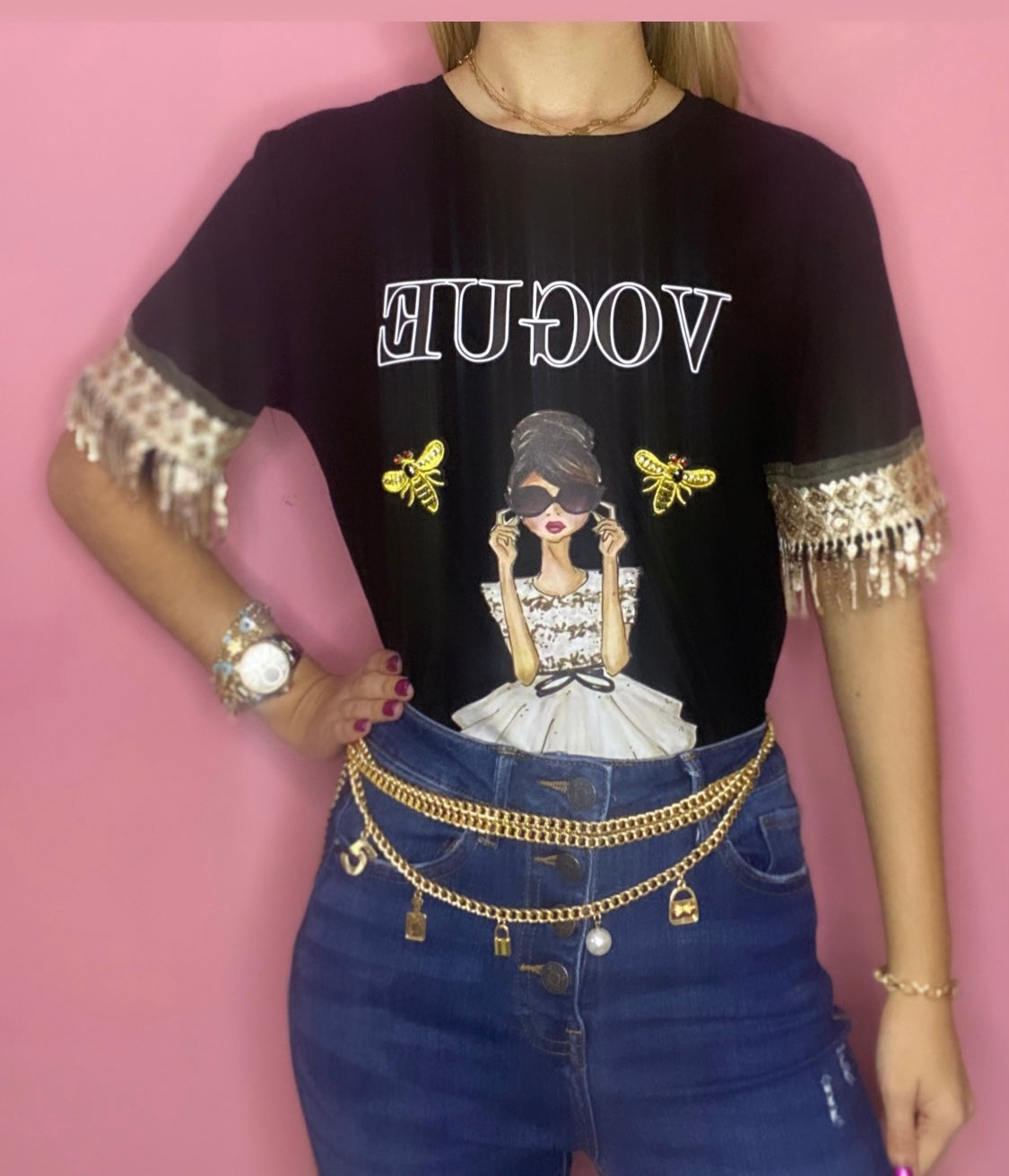 V BLACK FASHION TOP