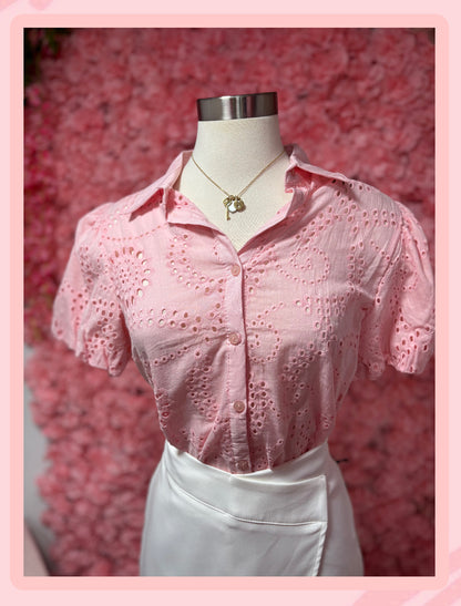 Embroidery Pink Blouse