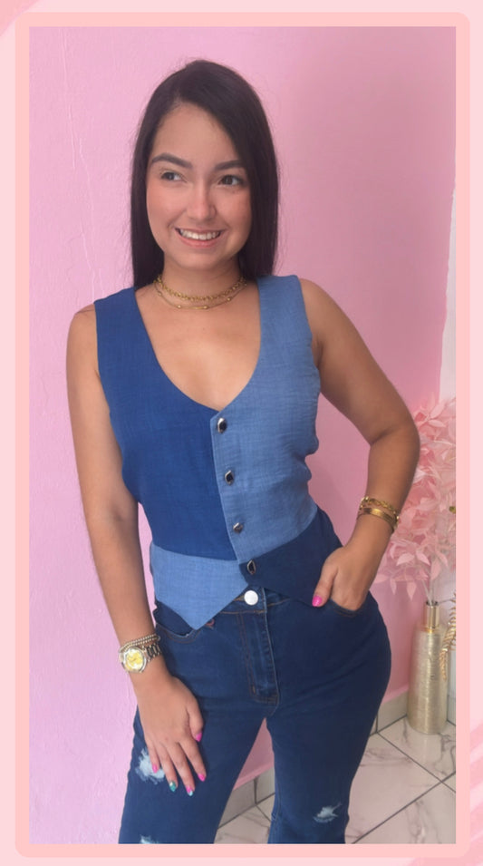 Blue Denim Vest Top