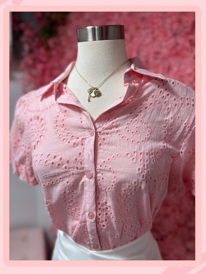 Embroidery Pink Blouse