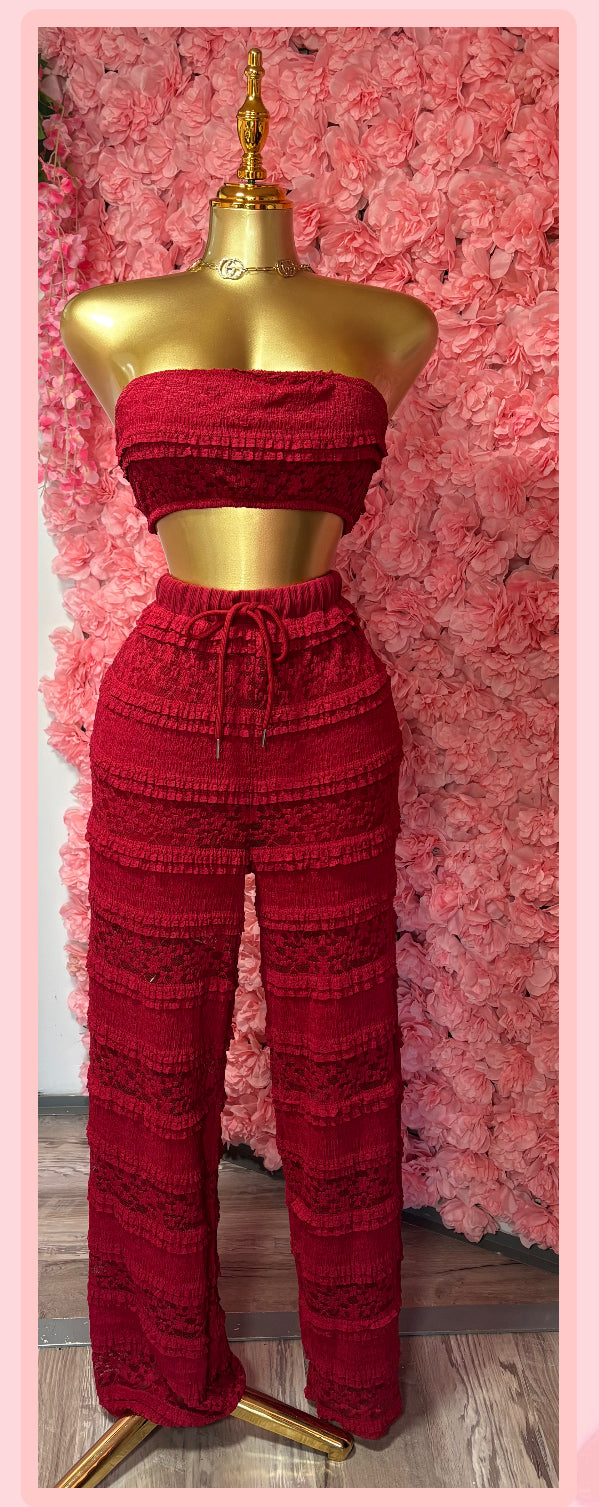 Burgundy Lace Set