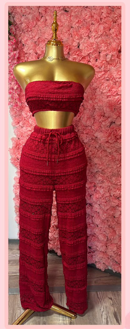 Burgundy Lace Set
