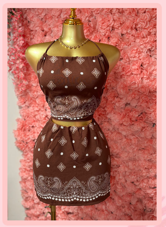 Scarlett Brown Skirt Set