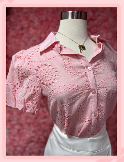 Embroidery Pink Blouse