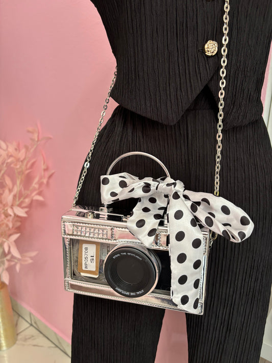 CAMERA CLEAR SILVER CROSSBODY