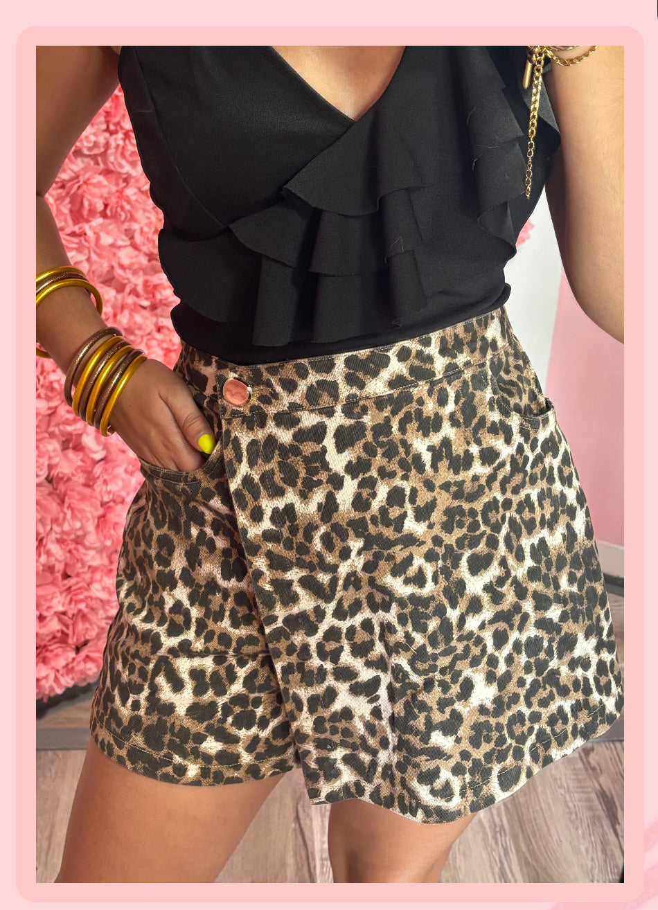 Beige Leopard Skort