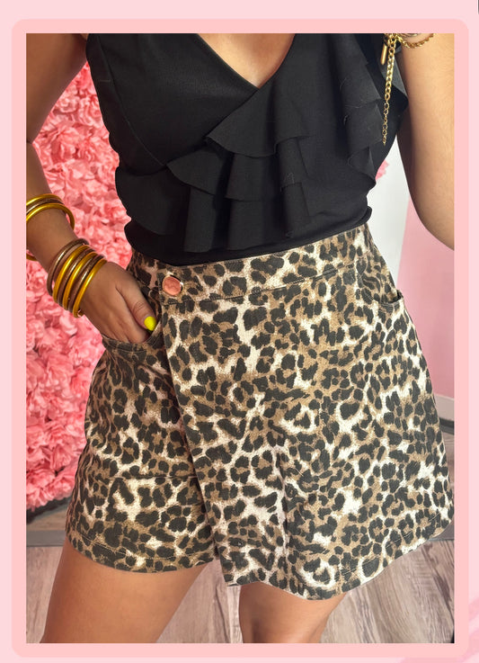 Beige Leopard Skort