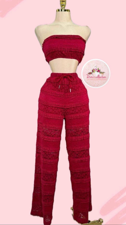 Burgundy Lace Set