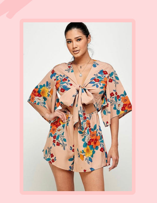 ORIENTAL FLORAL ROMPER