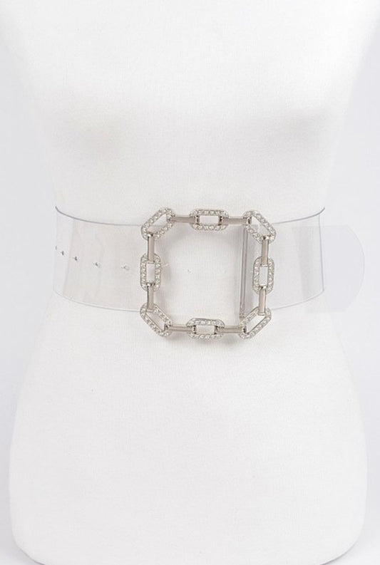 TRANSPARENT SILVER BELT