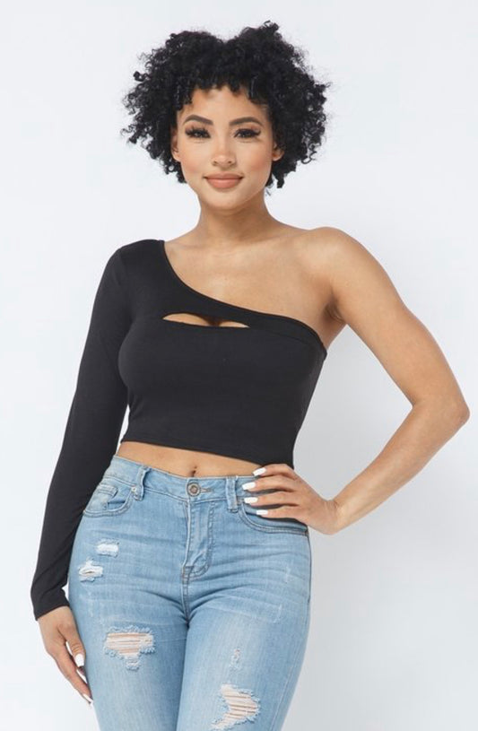 BLACK CROP-TOP