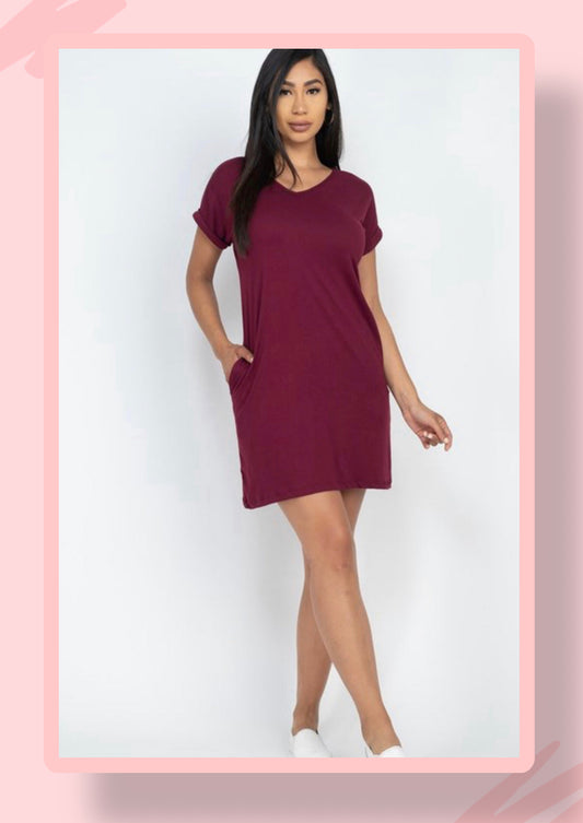 BURGUNDY DRESS