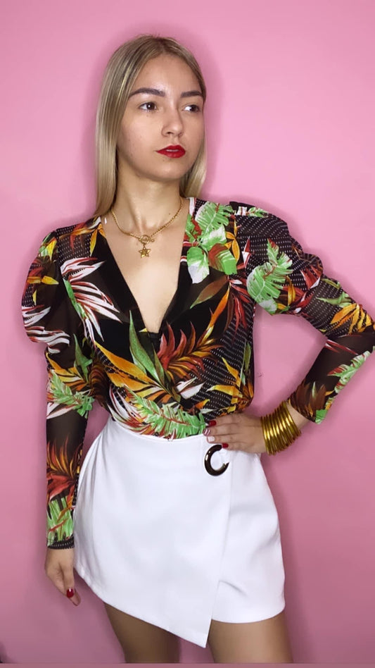 NEW BLACK FLORAL BODYSUIT
